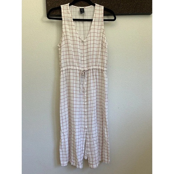 RVCA Kristen Strake Liu Wong Midi Dress V Neck Button Front Cinch Waist SZ S - Picture 3 of 7